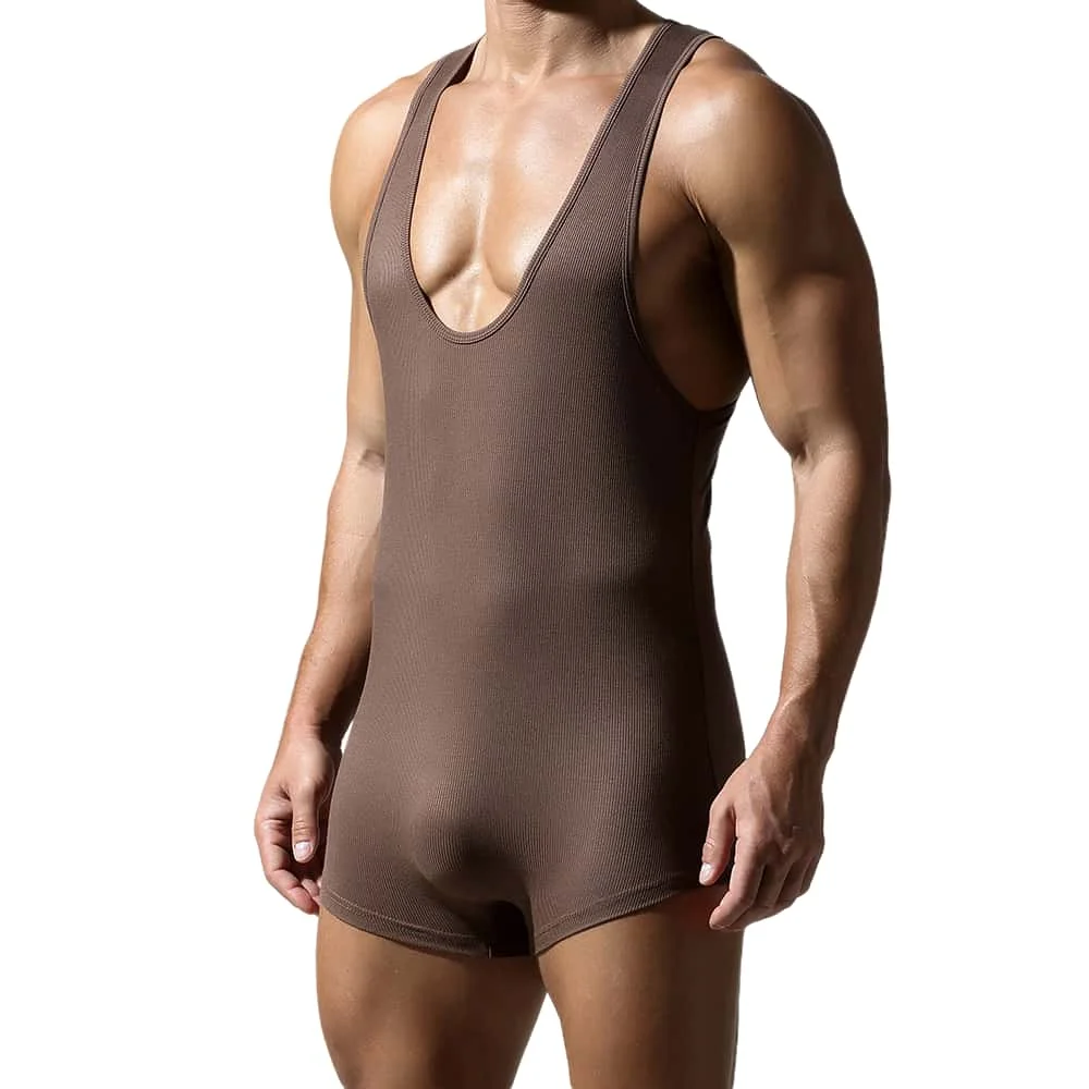 TAUWELL Men Undershirts Bodysuit Bodybuilding Fitness Jumpsuit Tank Tops Shorts Men Bodywear Wrestling Singlet Onesie Vest
