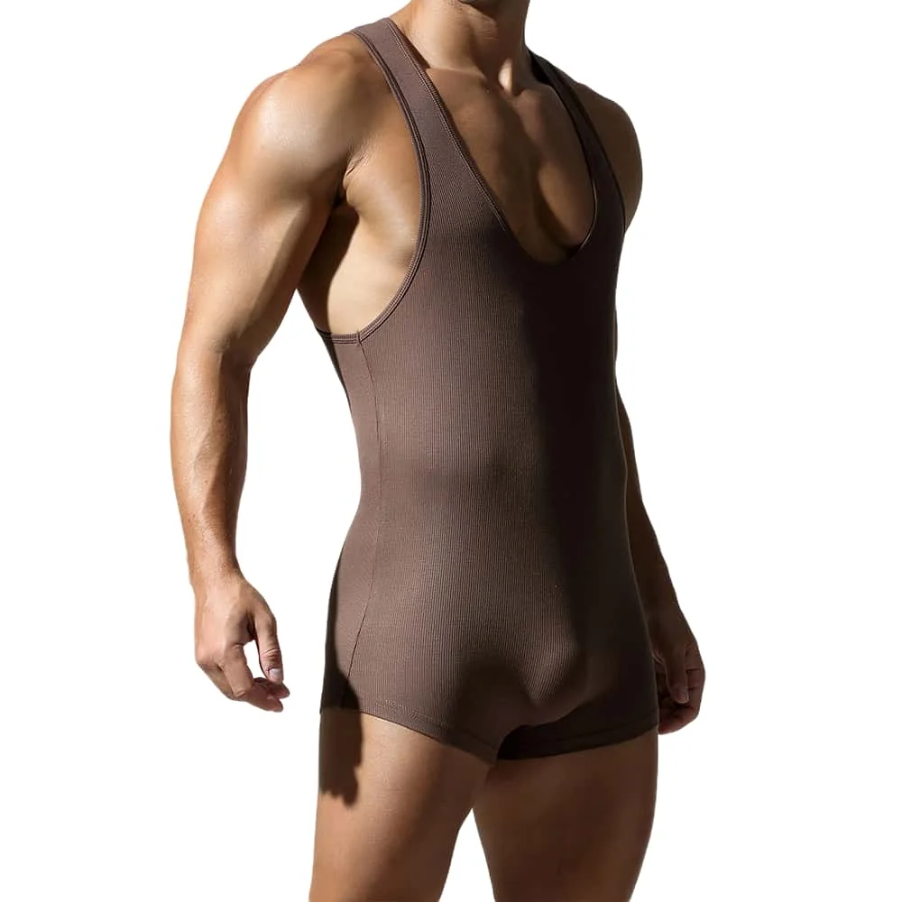 TAUWELL Men Undershirts Bodysuit Bodybuilding Fitness Jumpsuit Tank Tops Shorts Men Bodywear Wrestling Singlet Onesie Vest