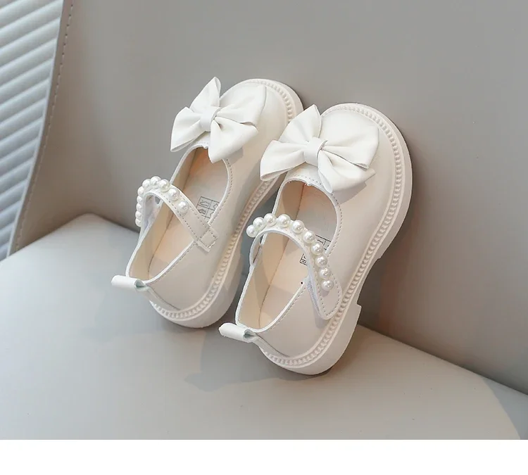 Baby Girls Casual Shoes Kids PU Leather Shoes with Bow-knot Sweet Cute Fashion Princess Children Wedding Dress Party Flats Soft