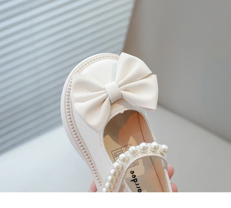 Baby Girls Casual Shoes Kids PU Leather Shoes with Bow-knot Sweet Cute Fashion Princess Children Wedding Dress Party Flats Soft