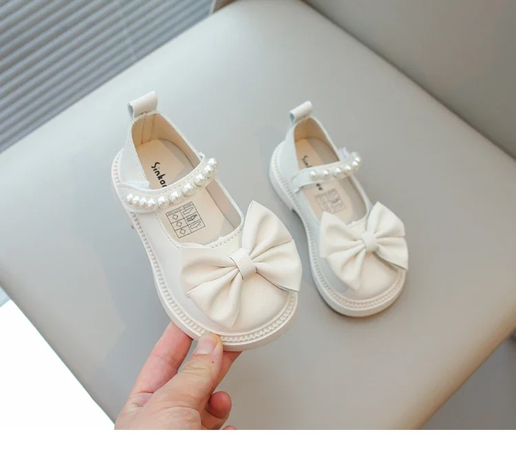 Baby Girls Casual Shoes Kids PU Leather Shoes with Bow-knot Sweet Cute Fashion Princess Children Wedding Dress Party Flats Soft