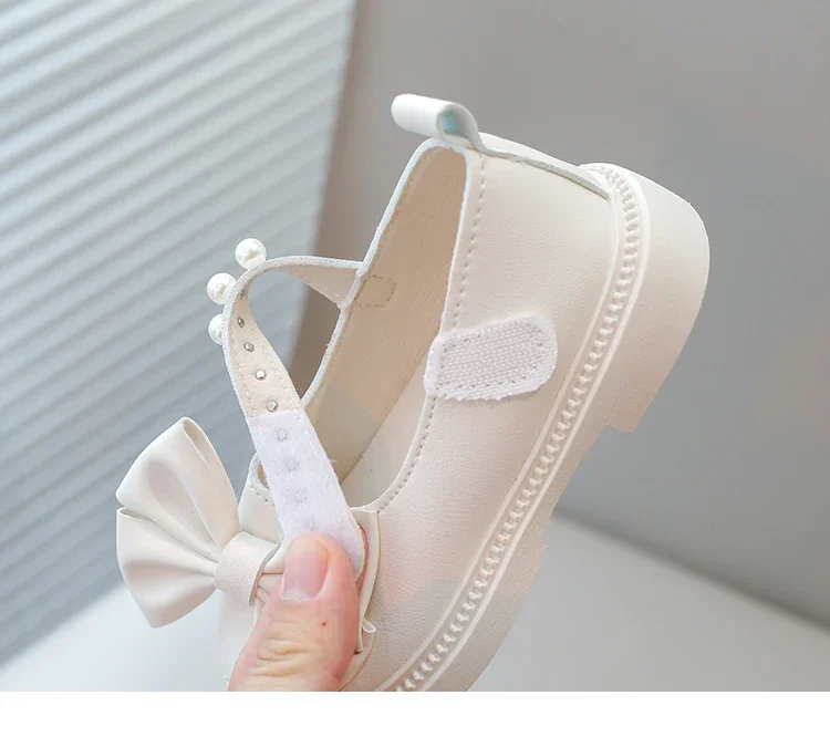 Baby Girls Casual Shoes Kids PU Leather Shoes with Bow-knot Sweet Cute Fashion Princess Children Wedding Dress Party Flats Soft