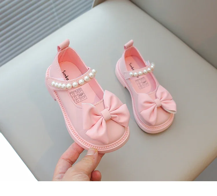 Baby Girls Casual Shoes Kids PU Leather Shoes with Bow-knot Sweet Cute Fashion Princess Children Wedding Dress Party Flats Soft