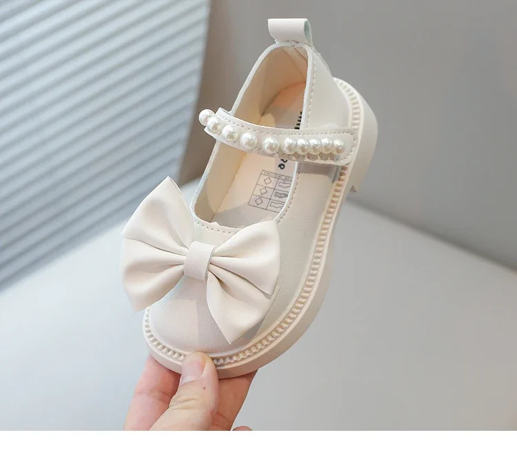 Baby Girls Casual Shoes Kids PU Leather Shoes with Bow-knot Sweet Cute Fashion Princess Children Wedding Dress Party Flats Soft