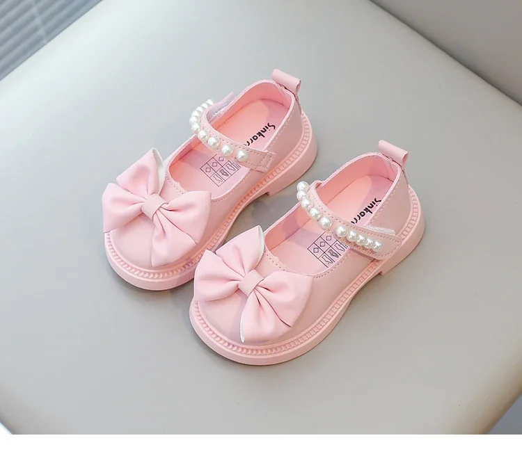 Baby Girls Casual Shoes Kids PU Leather Shoes with Bow-knot Sweet Cute Fashion Princess Children Wedding Dress Party Flats Soft