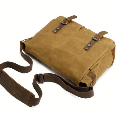 Vintage Canvas Shoulder Bag Casual Slant Span Men's Waxed Waterproof Canvas Computer Bag With Mad Horse Messenger Bag