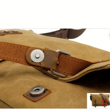 Vintage Canvas Shoulder Bag Casual Slant Span Men's Waxed Waterproof Canvas Computer Bag With Mad Horse Messenger Bag