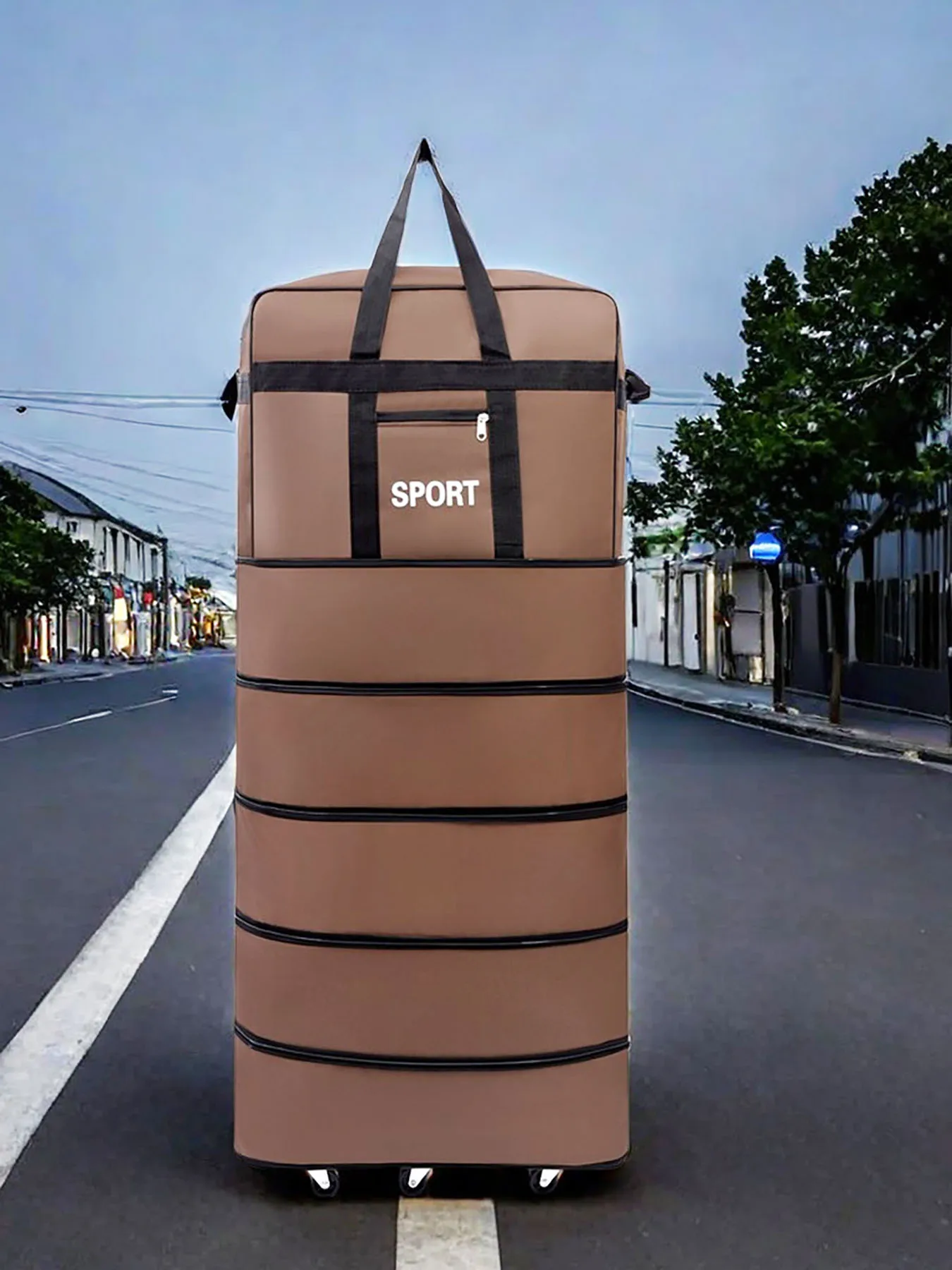 Versatile 5-Layer Folding Travel Bag with Wheels Large Capacity Waterproof Durable Luggage for Trip Weekend Getaways Overnight