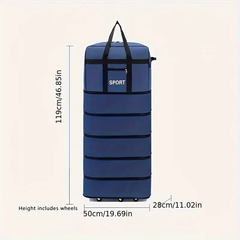 Versatile 5-Layer Folding Travel Bag with Wheels Large Capacity Waterproof Durable Luggage for Trip Weekend Getaways Overnight