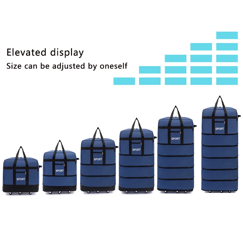 Versatile 5-Layer Folding Travel Bag with Wheels Large Capacity Waterproof Durable Luggage for Trip Weekend Getaways Overnight