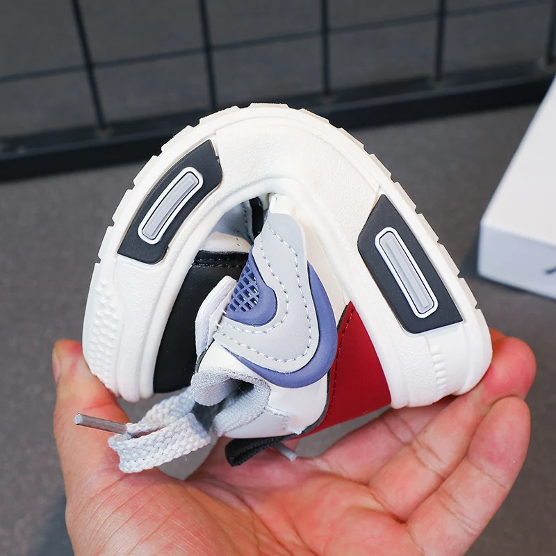 Lightweight Sneakers Breathable Running Shoes for Boys & Girls with Hook-and-loop Fastener Closure School Kids Basketball Shoes