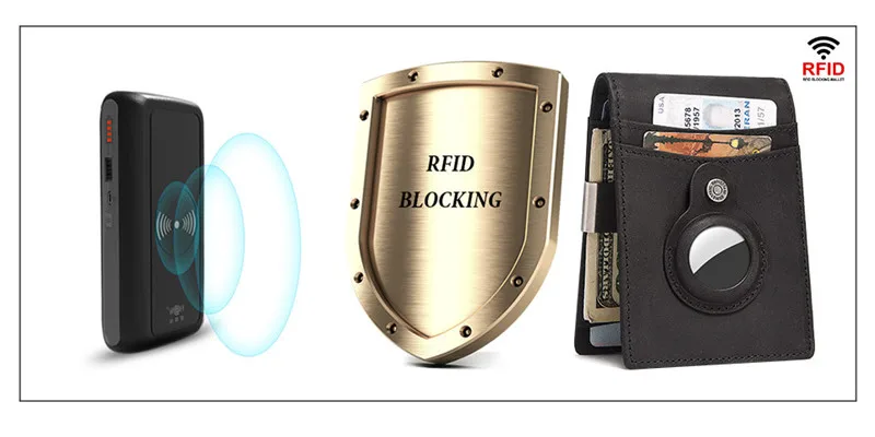 YKOSM Retro Luxury Genuine Leather Airtags Wallet RFID Blocking ID Credit Card Bag Business Men Cash Clip Anti-lost Card Holder