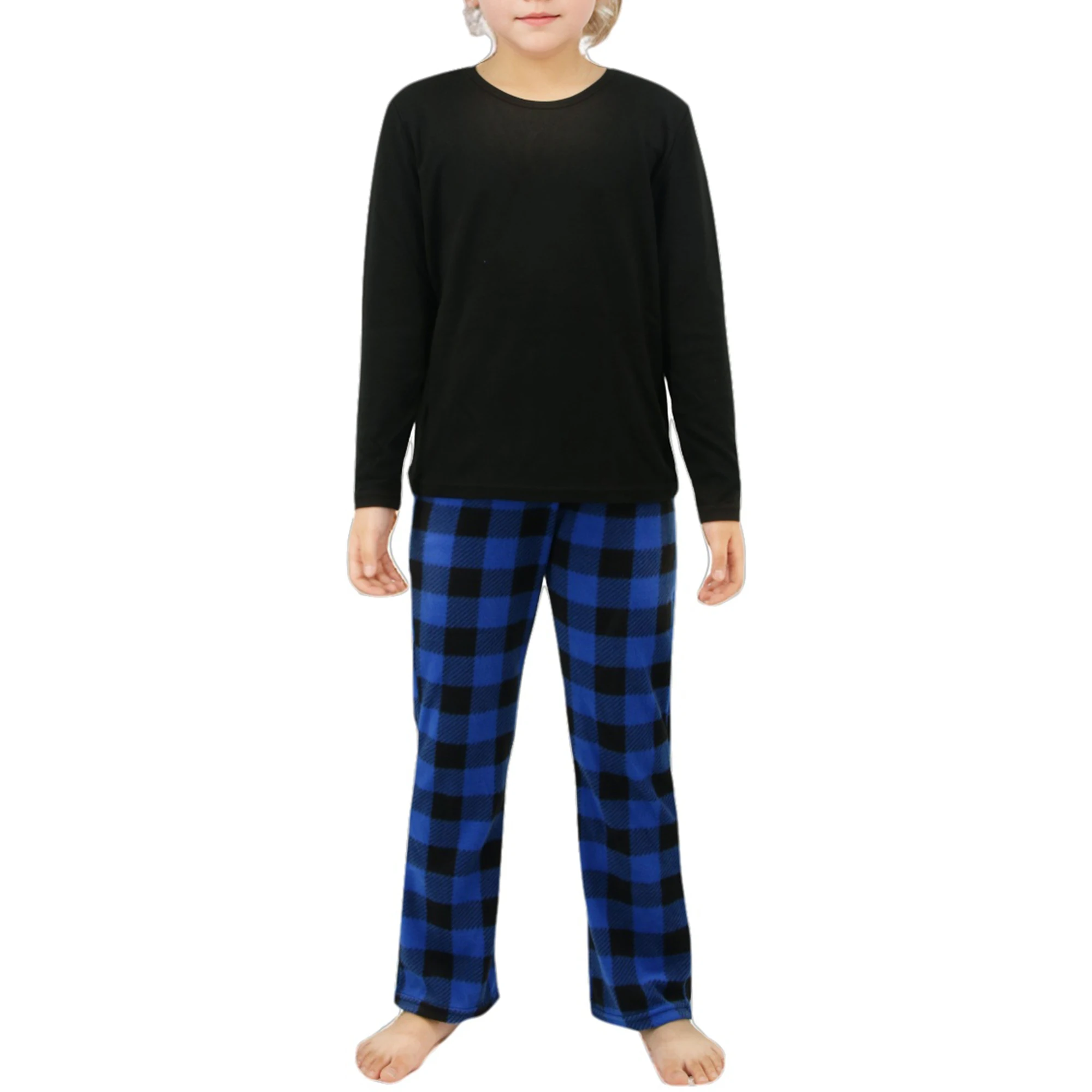 Boys Girls Pajama Pants Fleece Pajama Pants Soft Warm Loungewear Sleepwear Kids Pjs Sleep Pants Plaid Bottoms