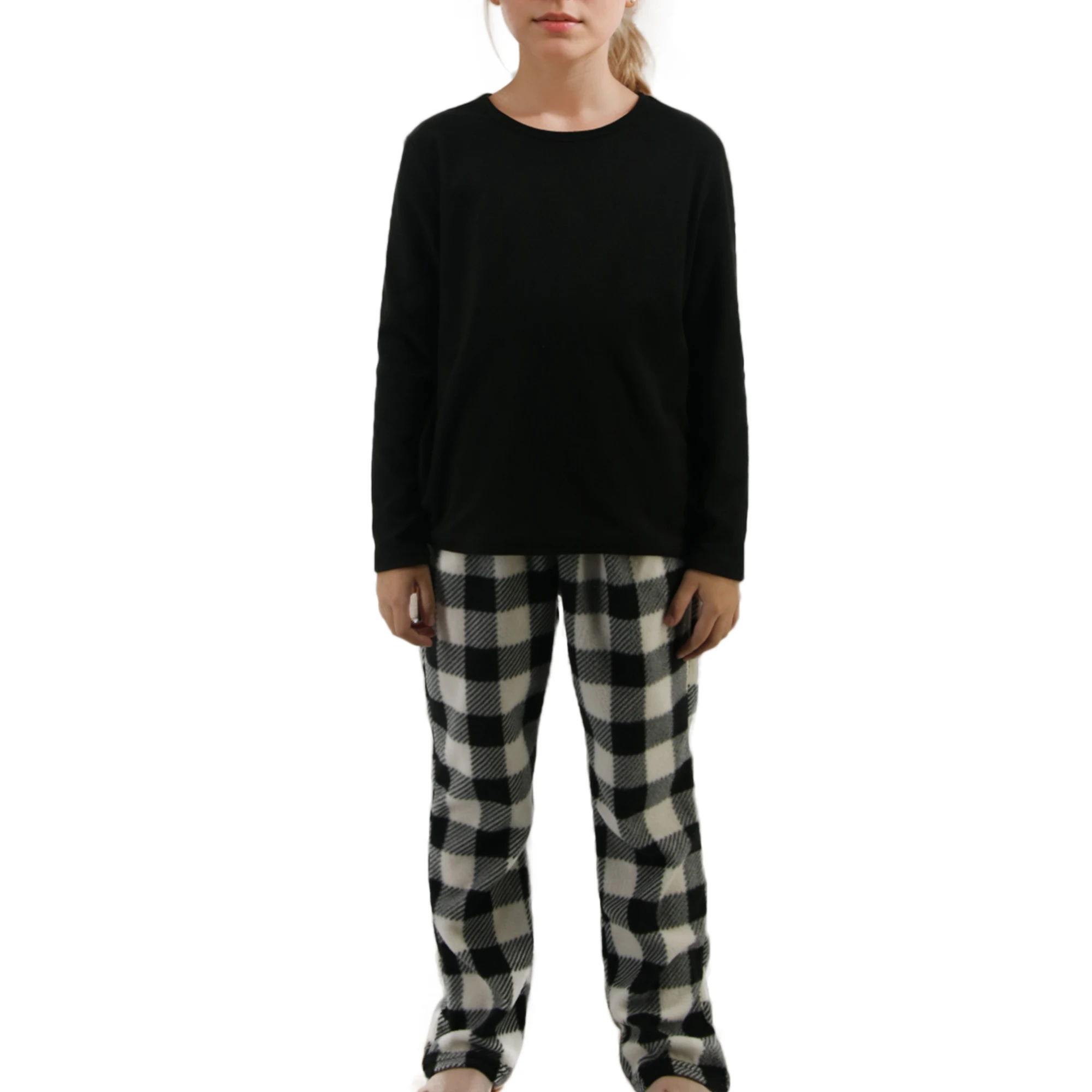 Boys Girls Pajama Pants Fleece Pajama Pants Soft Warm Loungewear Sleepwear Kids Pjs Sleep Pants Plaid Bottoms
