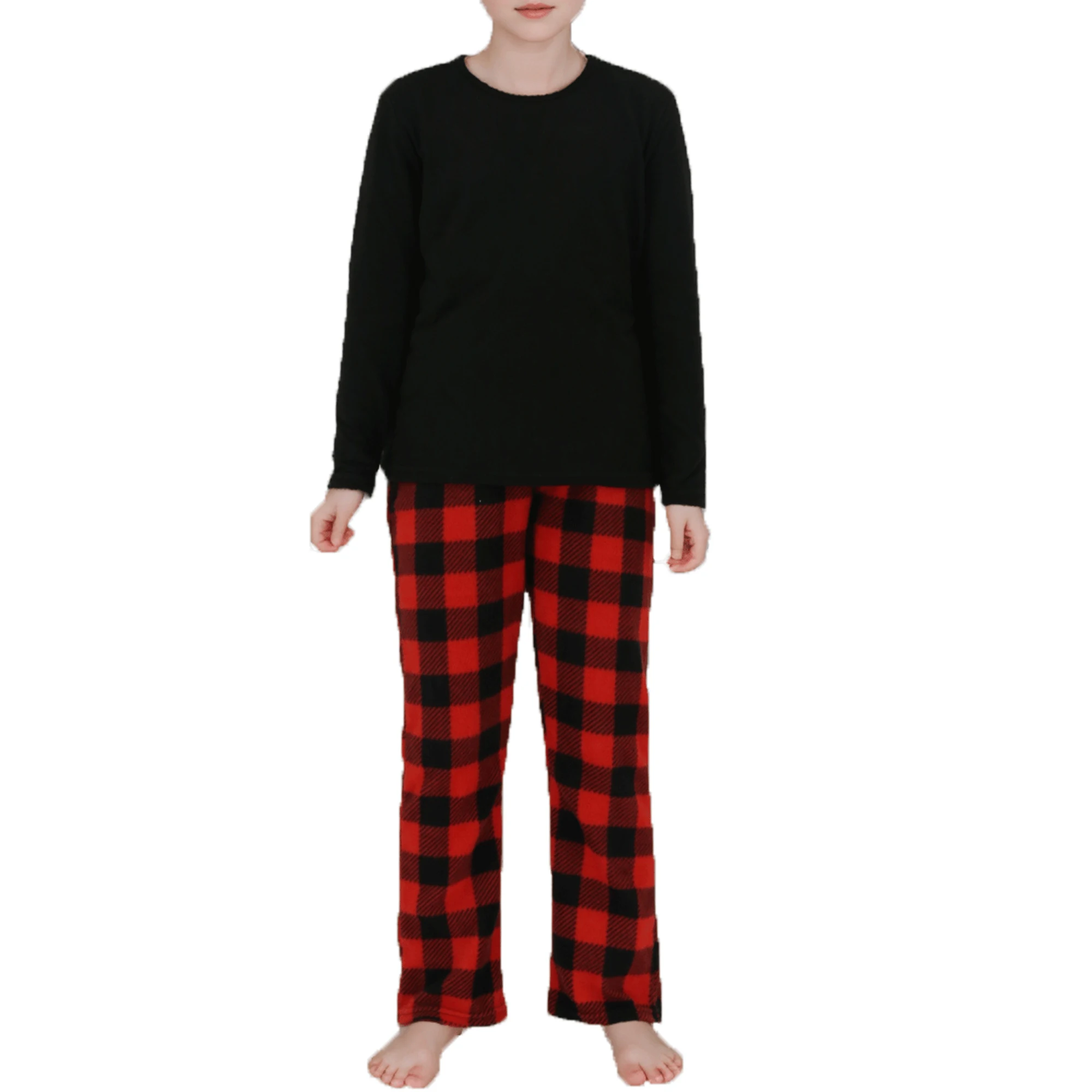 Boys Girls Pajama Pants Fleece Pajama Pants Soft Warm Loungewear Sleepwear Kids Pjs Sleep Pants Plaid Bottoms
