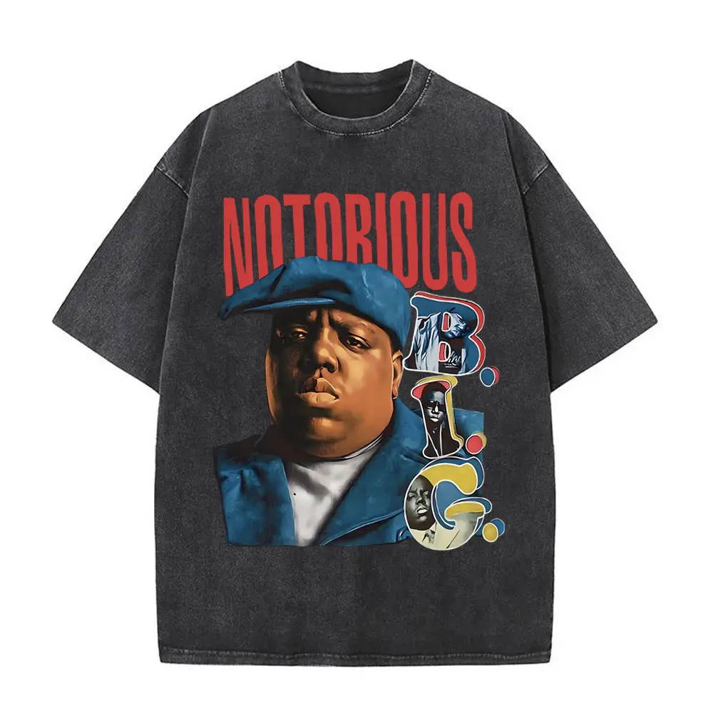 Washed Vintage The Notorious Big Ready To Die Big Poppa Album Graphic T Shirts Men Women's Hip Hop Rapper Biggie Smalls T-shirts