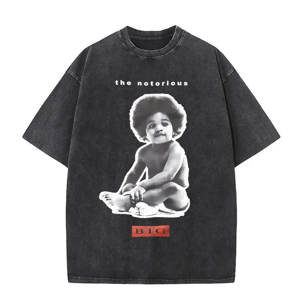 Washed Vintage The Notorious Big Ready To Die Big Poppa Album Graphic T Shirts Men Women's Hip Hop Rapper Biggie Smalls T-shirts