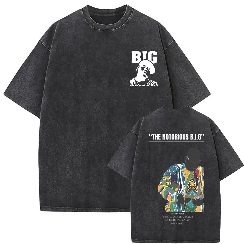 Washed Vintage The Notorious Big Ready To Die Big Poppa Album Graphic T Shirts Men Women's Hip Hop Rapper Biggie Smalls T-shirts