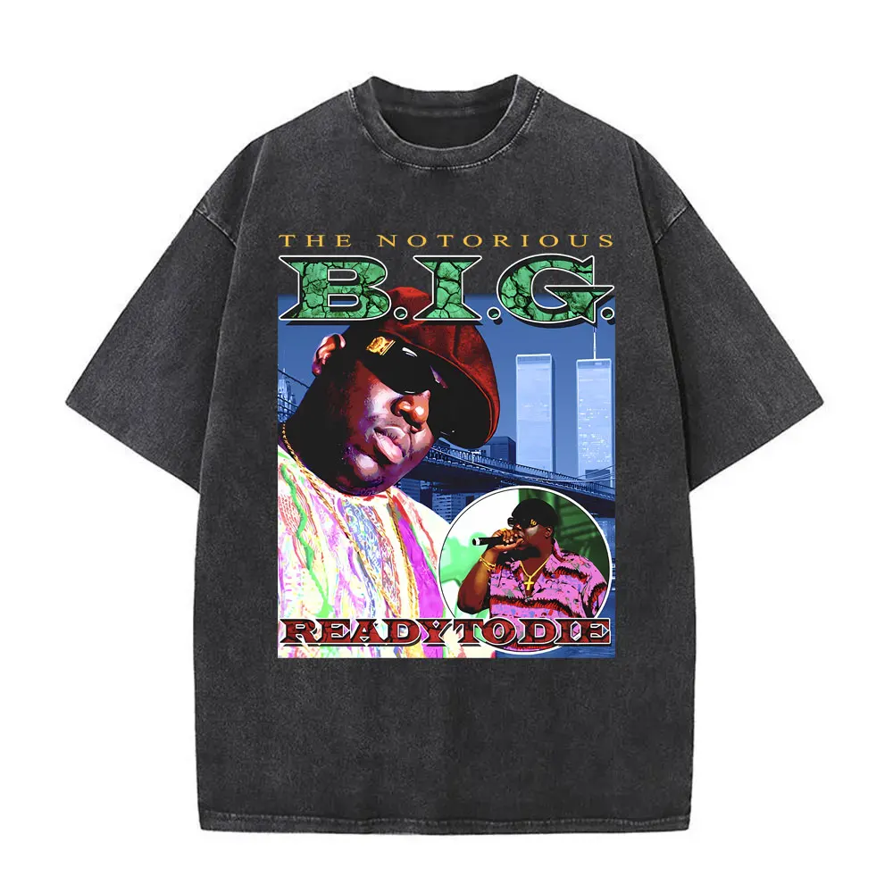 Washed Vintage The Notorious Big Ready To Die Big Poppa Album Graphic T Shirts Men Women's Hip Hop Rapper Biggie Smalls T-shirts