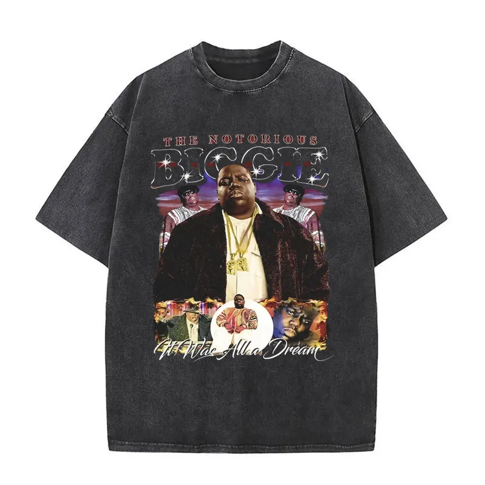 Washed Vintage The Notorious Big Ready To Die Big Poppa Album Graphic T Shirts Men Women's Hip Hop Rapper Biggie Smalls T-shirts