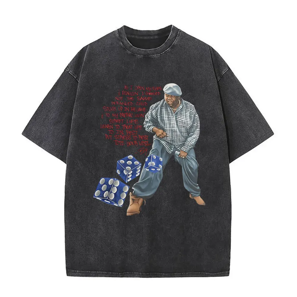 Washed Vintage The Notorious Big Ready To Die Big Poppa Album Graphic T Shirts Men Women's Hip Hop Rapper Biggie Smalls T-shirts