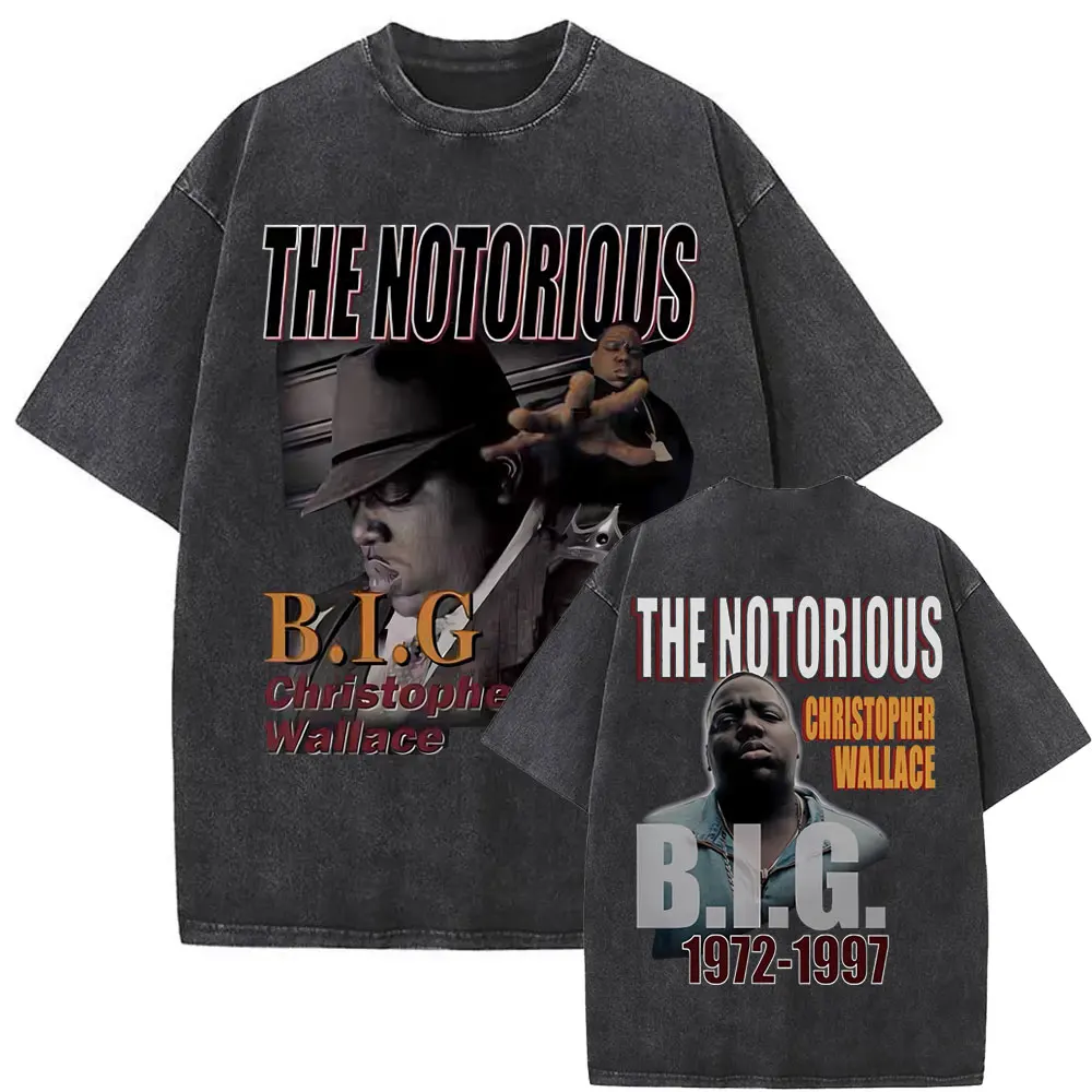 Washed Vintage The Notorious Big Ready To Die Big Poppa Album Graphic T Shirts Men Women's Hip Hop Rapper Biggie Smalls T-shirts
