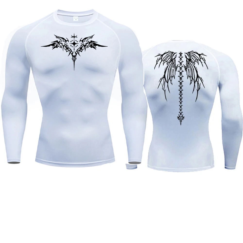 Men's Compression Shirt Anime Print Gym Sport Quick Dry Gym TShirts Fitness Athletic Undershirts Elasticity Tops Tee Summer Male