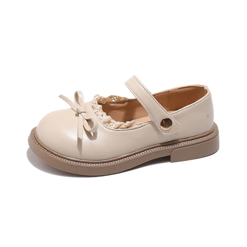 New Girls Princess Leather Shoes Black Lolita Children's Flats Sweet Chic Lace Kids Causal Shoes School Soft Bottom Versatile