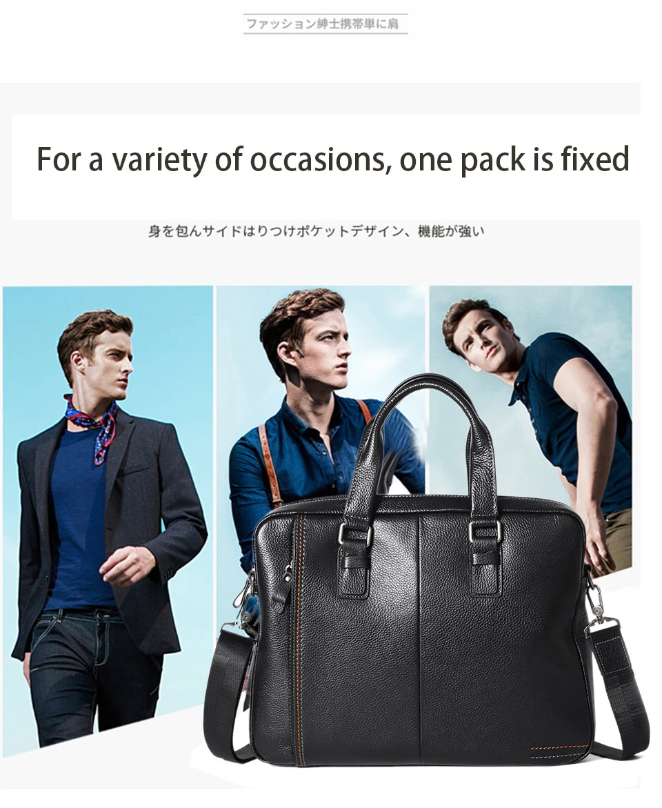 100% Genuine Leather Briefcase Men Bag Business Handbag Male Laptop Shoulder Bags Tote Natural Skin Men Briefcase