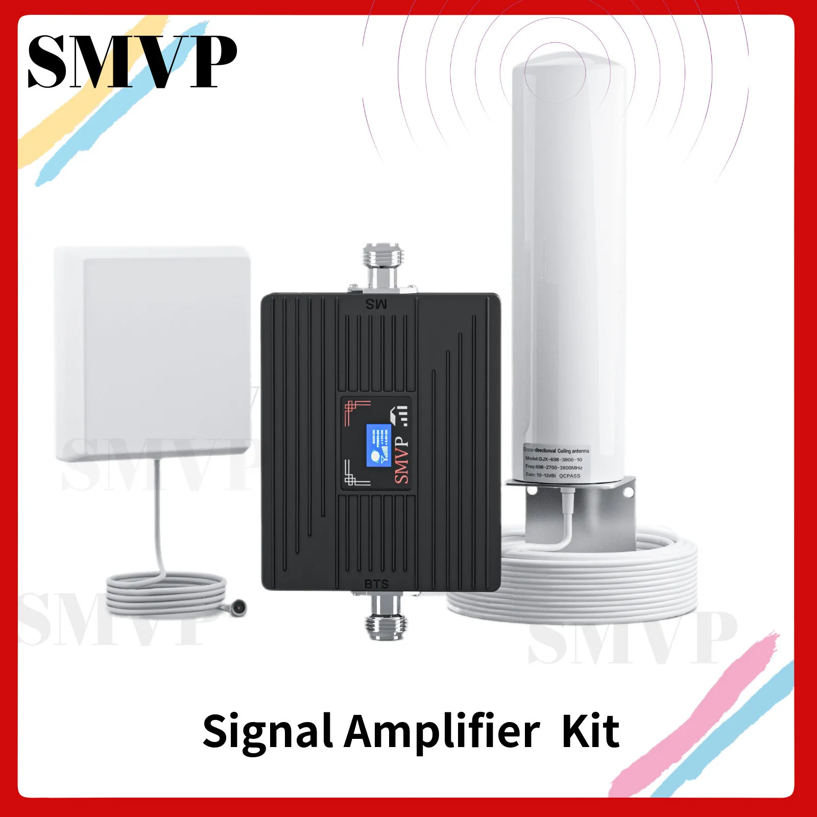SMVP 360 ° omni Network, 2G, 3G, 4GAmplifier 1800 2100 2600mh Cellular Mobile Phone Signal Amplifier Kit and Internet Booster
