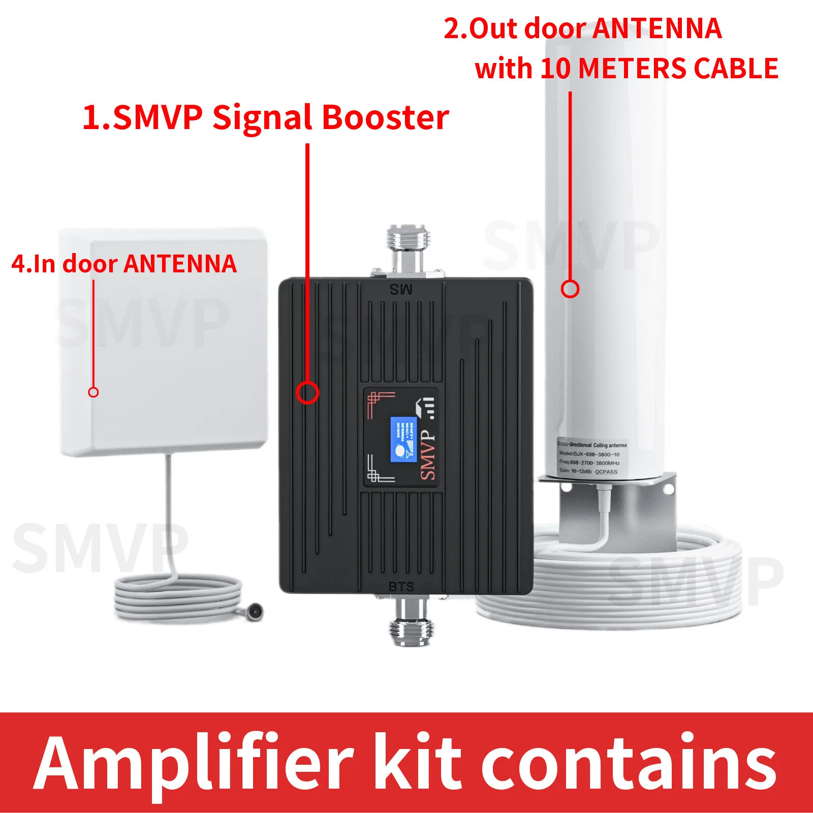 SMVP 360 ° omni Network, 2G, 3G, 4GAmplifier 1800 2100 2600mh Cellular Mobile Phone Signal Amplifier Kit and Internet Booster