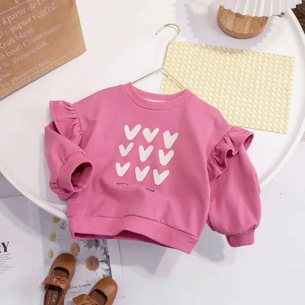 Baby Girls Long Sleeve T-shirt Spring Casual Children Tops Printed Kids Loose Tshirt Autumn Girls Thin Sweatshirt