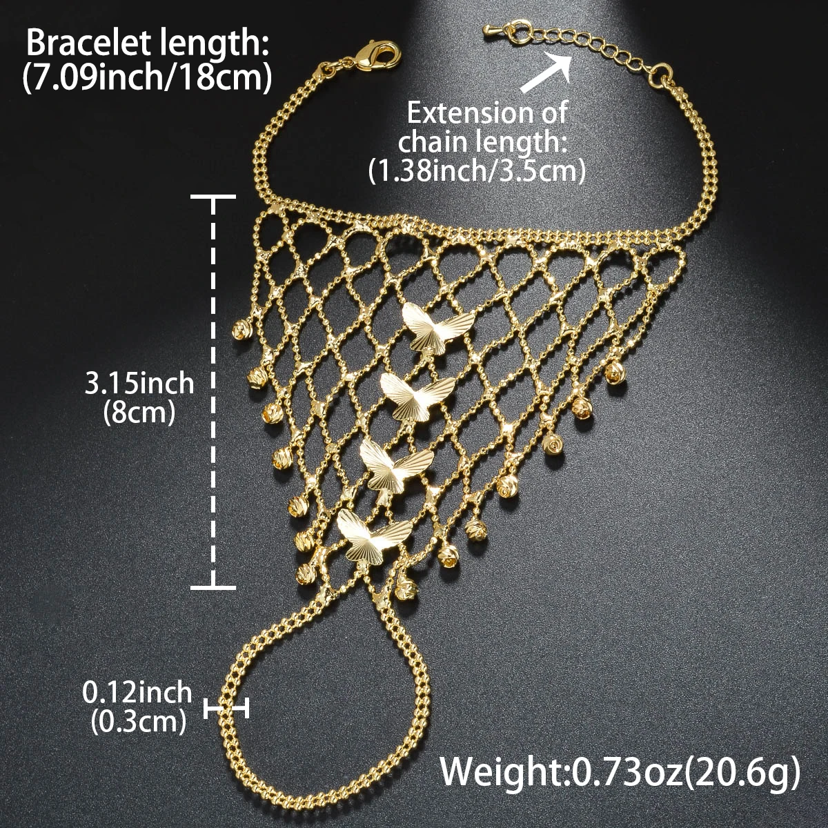 ZEADear Flower Butterfly Wristlet Gold Color Bracelet Bridal Engagement Wedding Anniversary Party Birthday Christmas Gift