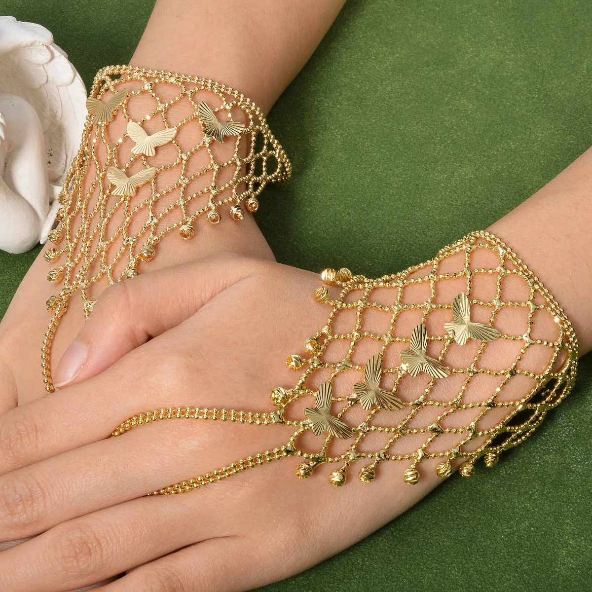 ZEADear Flower Butterfly Wristlet Gold Color Bracelet Bridal Engagement Wedding Anniversary Party Birthday Christmas Gift