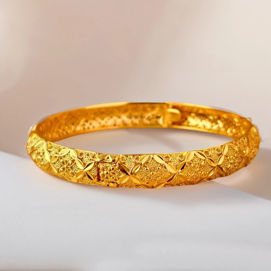 Dubai Kurdish Turkish Gold Plated Bangles for Women Middle East Wedding Accessory Bridal Bracelets Jewelry
