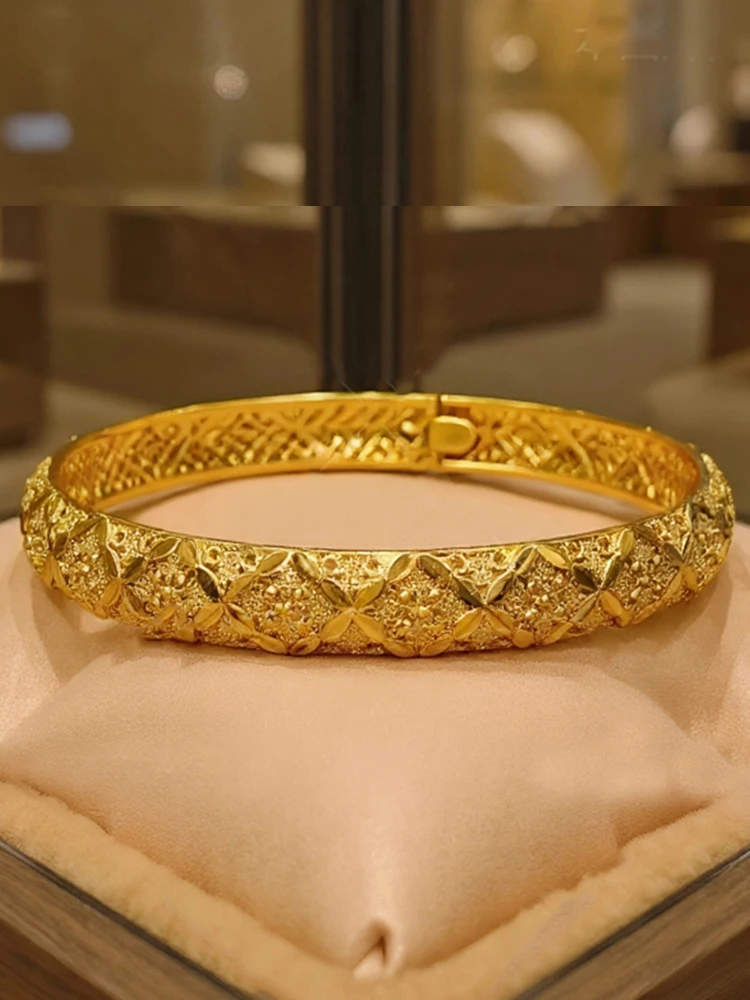 Dubai Kurdish Turkish Gold Plated Bangles for Women Middle East Wedding Accessory Bridal Bracelets Jewelry