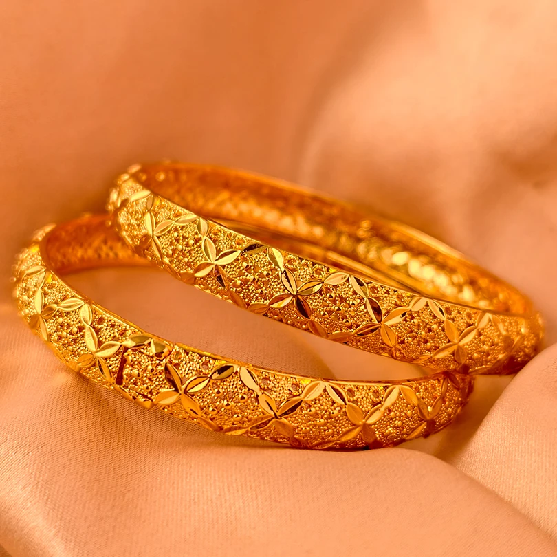 Dubai Kurdish Turkish Gold Plated Bangles for Women Middle East Wedding Accessory Bridal Bracelets Jewelry
