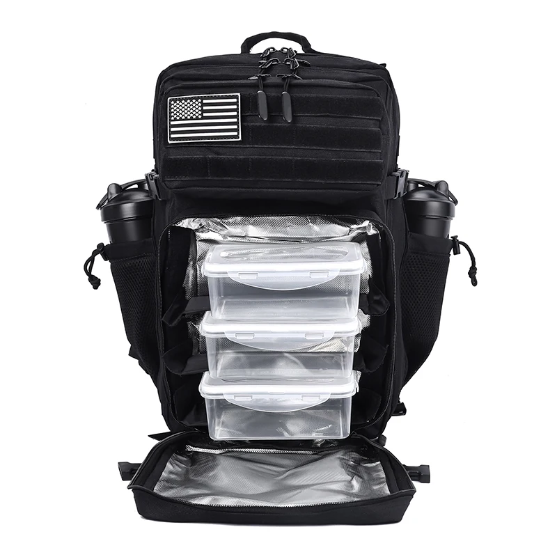 LHI 45L Meal Management Backpack Tactical Lunch Athletes Gym Bag Adults Insulated Fitness Sports Rucksack With Bottle Holder