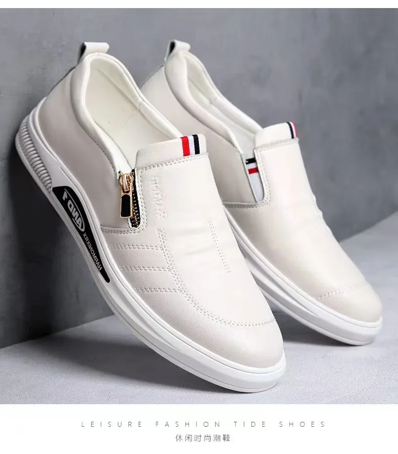 2024 New Casual Leather Shoes Men Fashion Loafers Autumn Slipon Flat Brand Business Shoes Man Sneakes Comfort Moccasins Zapatos