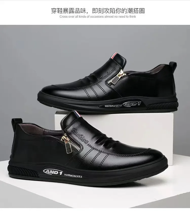 2024 New Casual Leather Shoes Men Fashion Loafers Autumn Slipon Flat Brand Business Shoes Man Sneakes Comfort Moccasins Zapatos