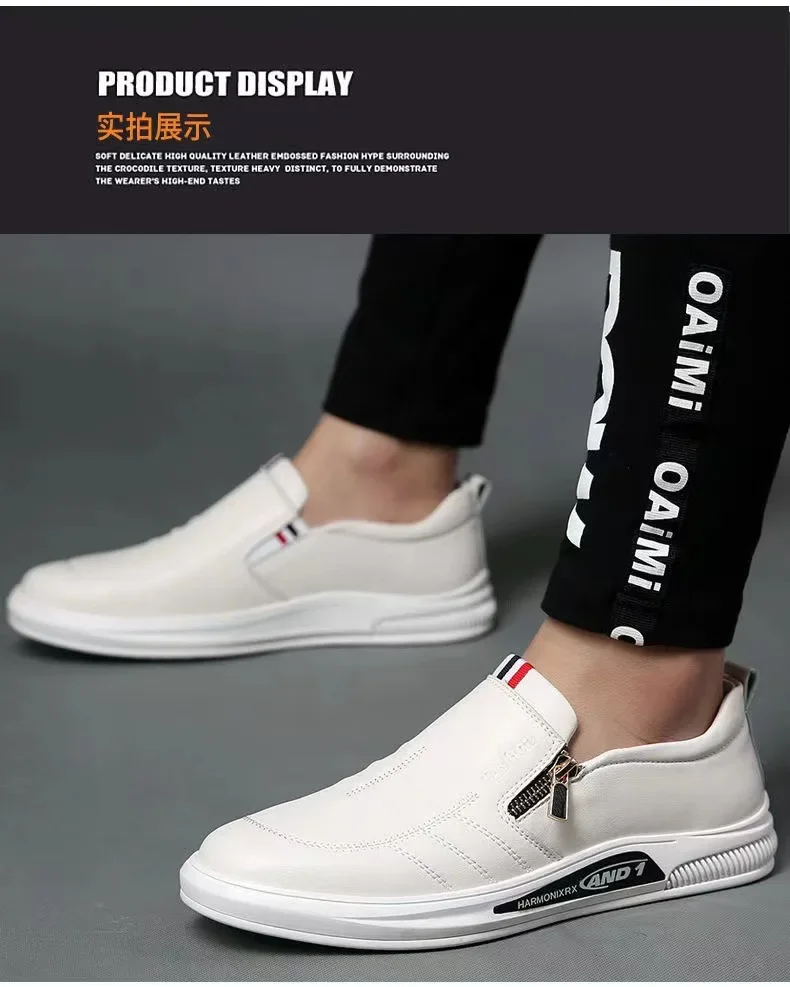 2024 New Casual Leather Shoes Men Fashion Loafers Autumn Slipon Flat Brand Business Shoes Man Sneakes Comfort Moccasins Zapatos