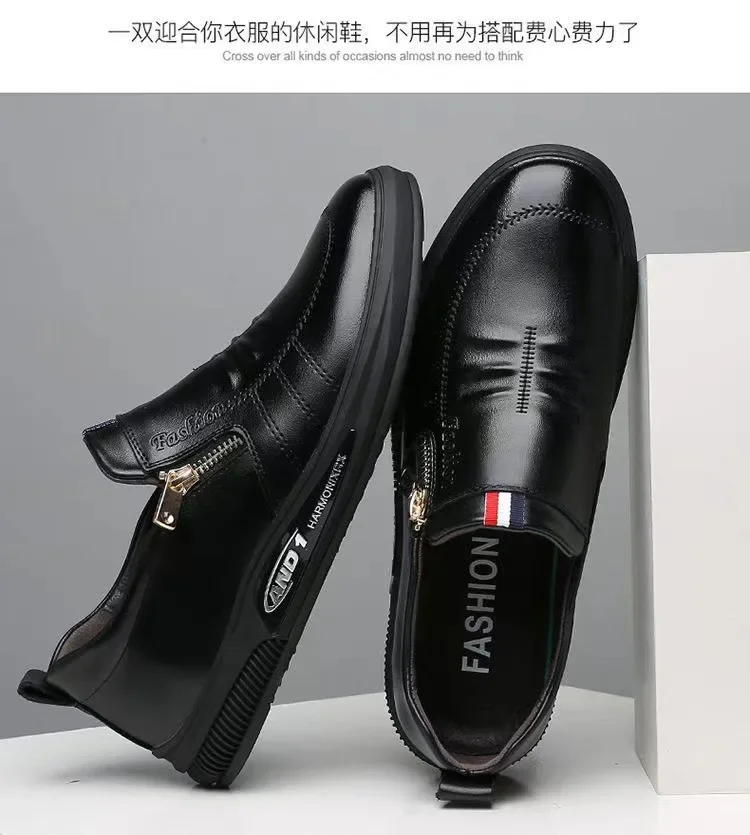 2024 New Casual Leather Shoes Men Fashion Loafers Autumn Slipon Flat Brand Business Shoes Man Sneakes Comfort Moccasins Zapatos