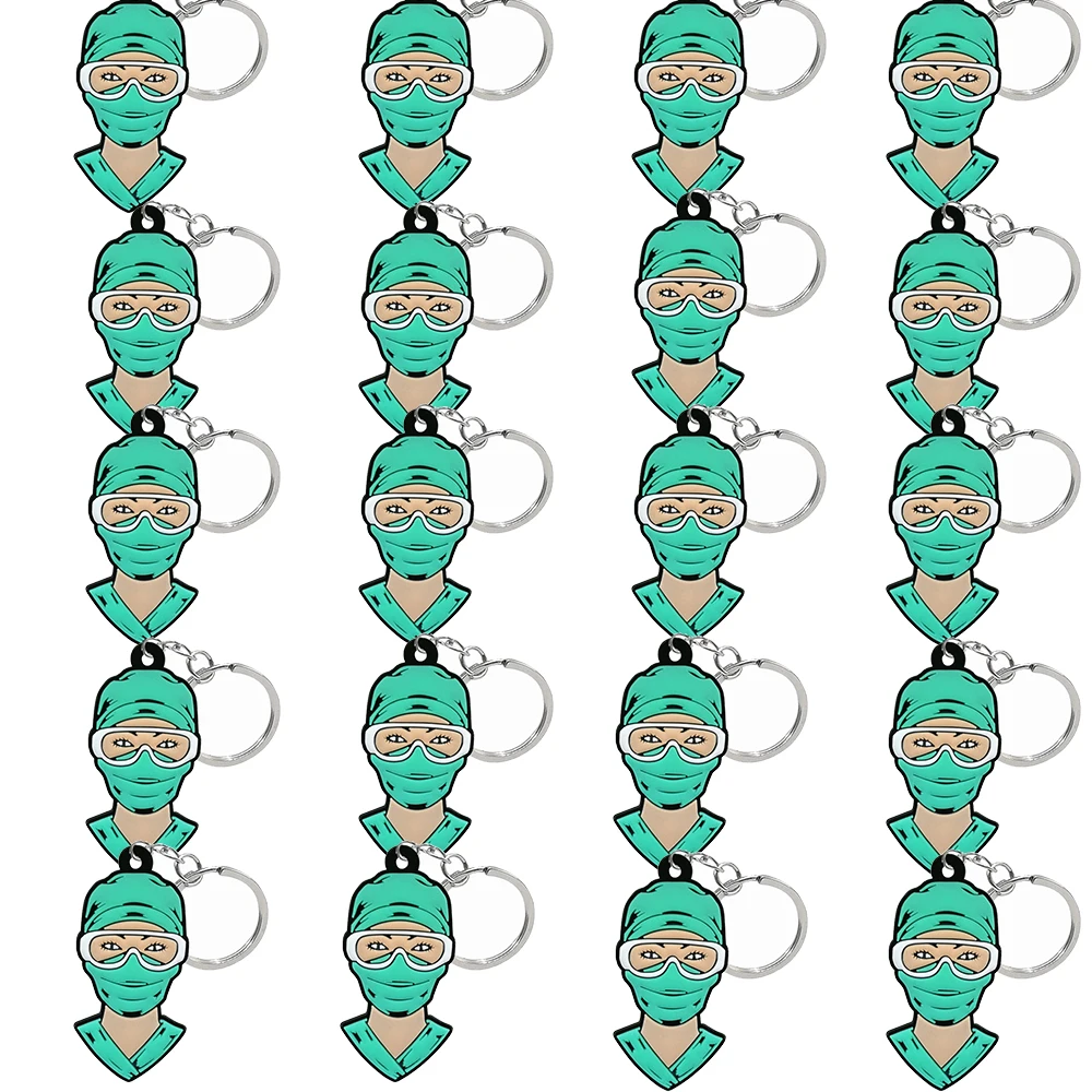50PCS Medical Keychain Stethoscope Nurse Uniform for Nurse Doctor Keyring Women Men Fashion Medical Key Accessories Friends Gift