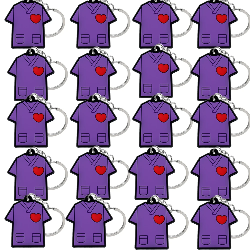50PCS Medical Keychain Stethoscope Nurse Uniform for Nurse Doctor Keyring Women Men Fashion Medical Key Accessories Friends Gift