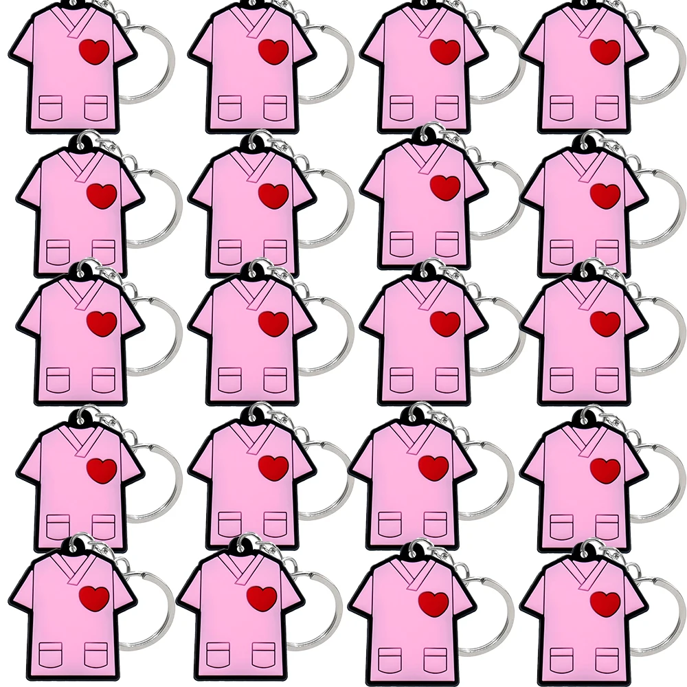 50PCS Medical Keychain Stethoscope Nurse Uniform for Nurse Doctor Keyring Women Men Fashion Medical Key Accessories Friends Gift
