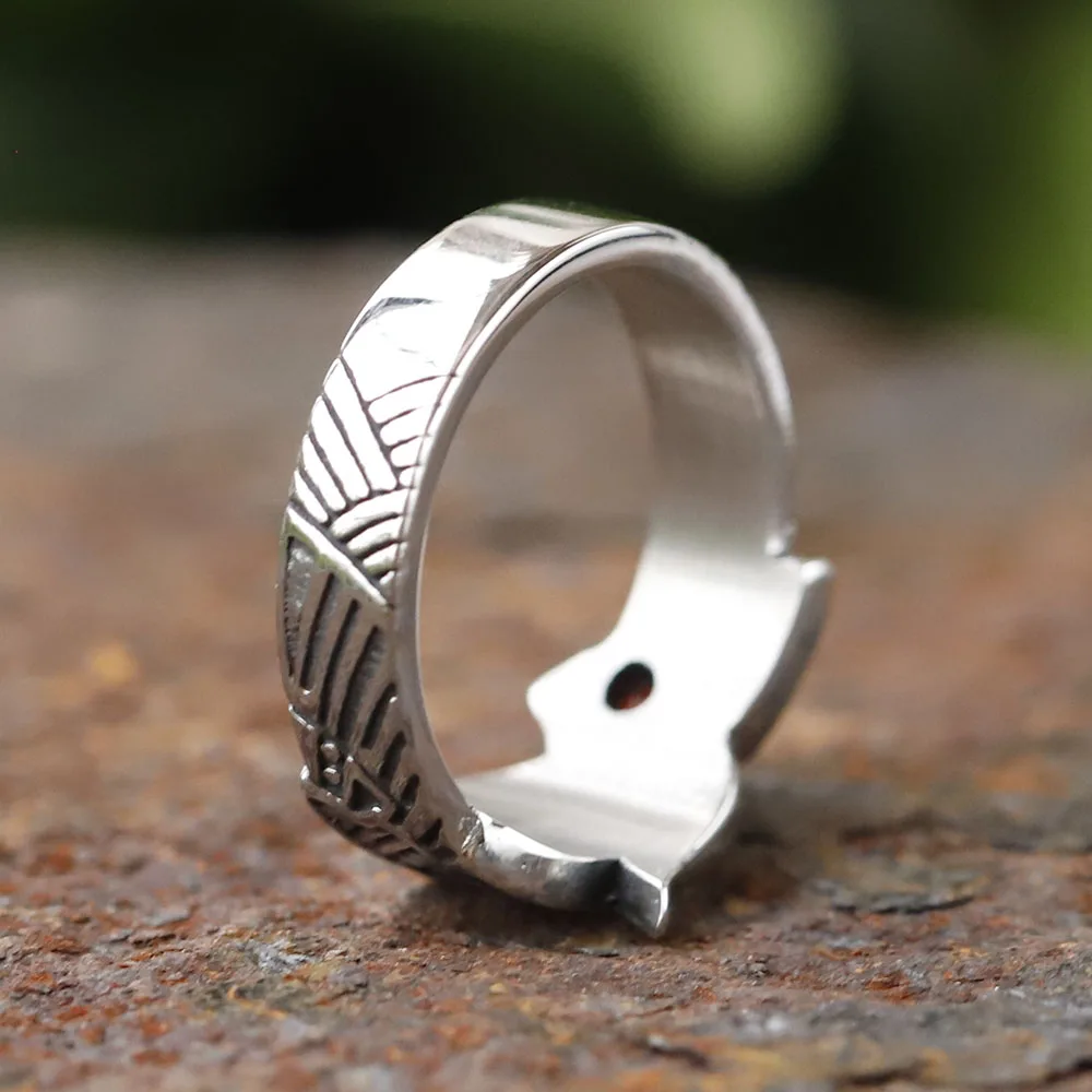 2024 new Stainless Steel Viking Dragon Ring with Red zircon Men's Fashion Vintage Animal Dragon Ring Viking Jewelry Gift