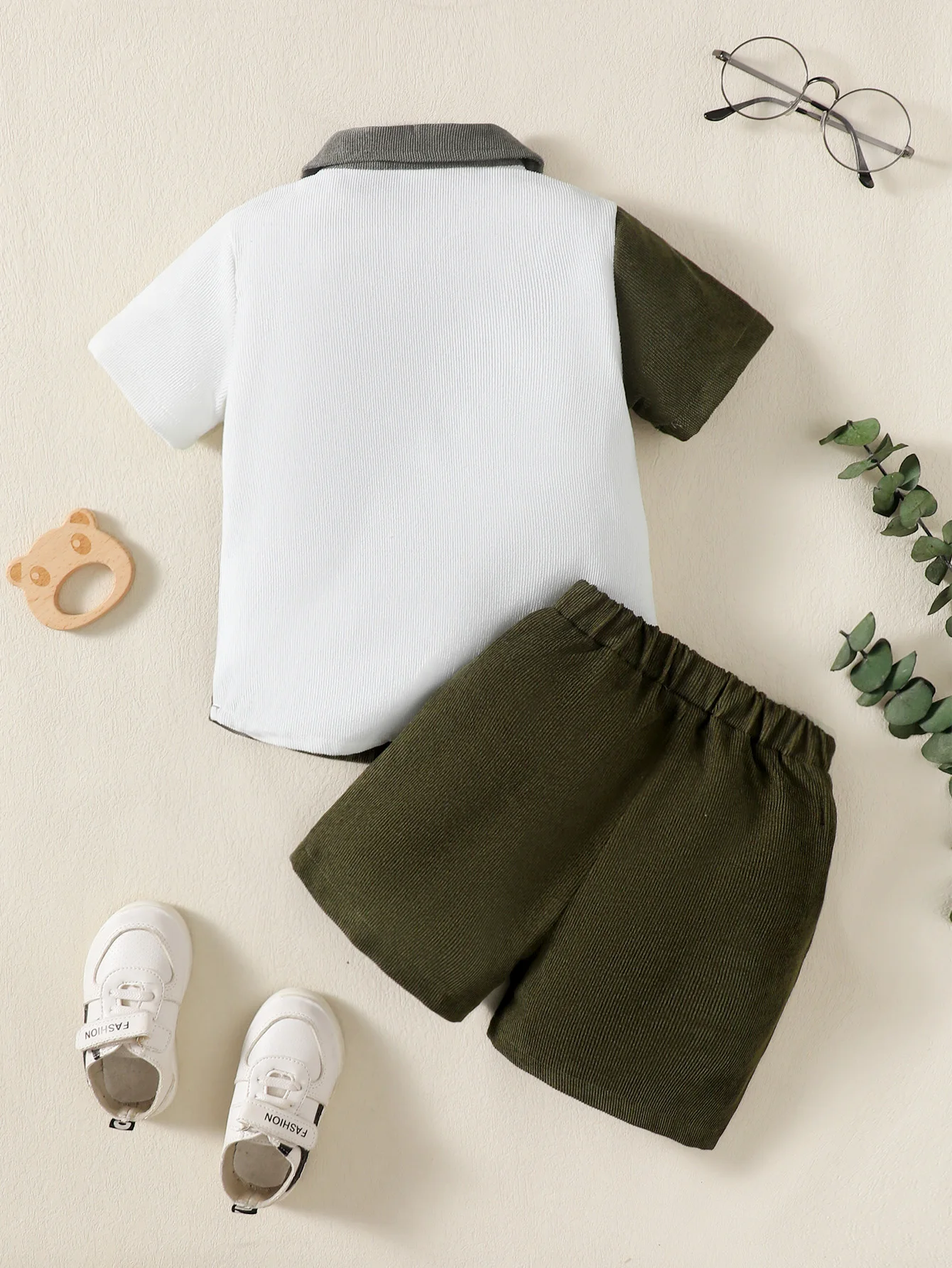 1-6 Year Children Boys' Flip collar Color Blocked Pit Stripe Top+Shorts Fashion 2Pcs /set Sunny Handsome Boys' Summer Set