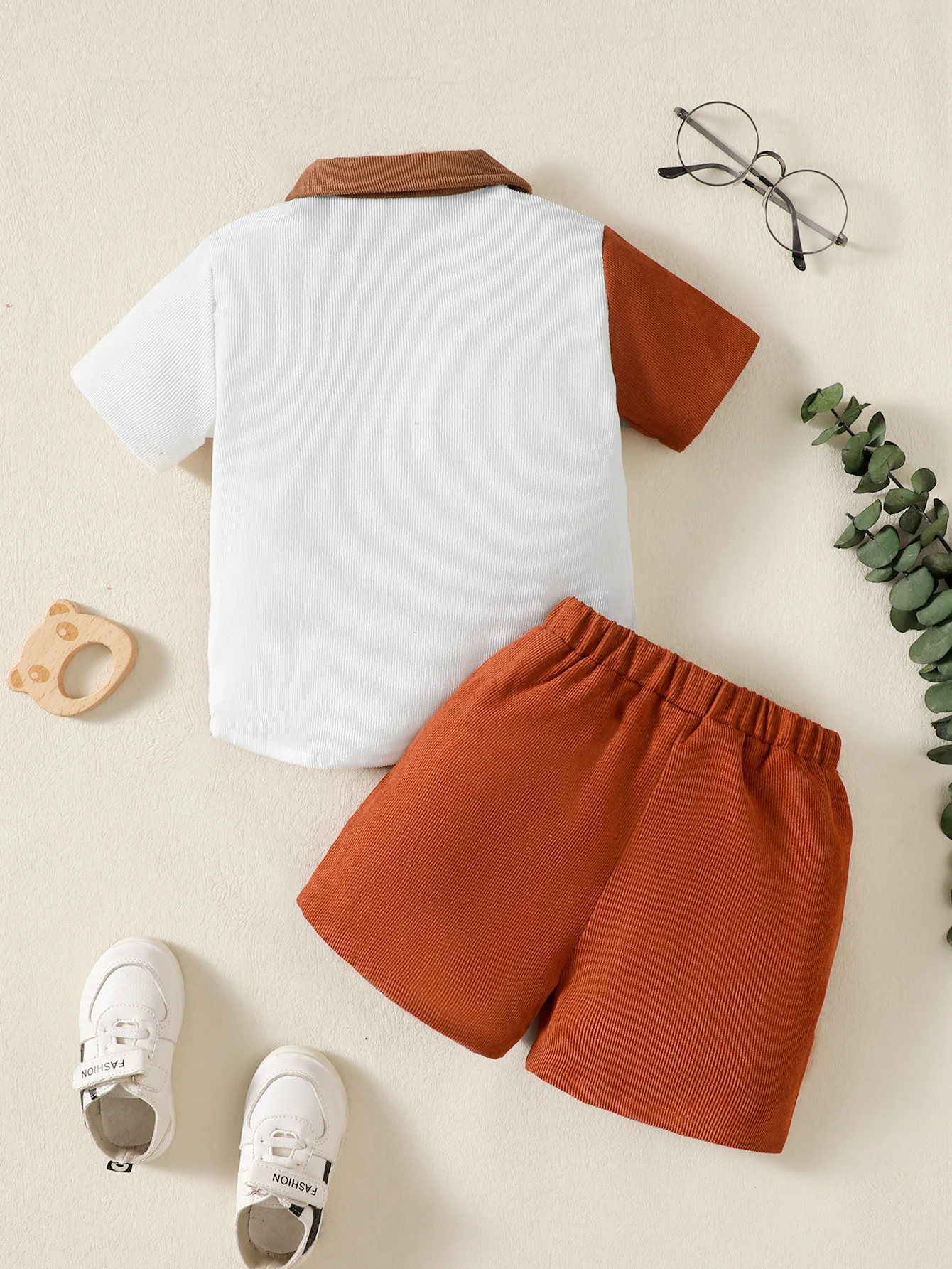 1-6 Year Children Boys' Flip collar Color Blocked Pit Stripe Top+Shorts Fashion 2Pcs /set Sunny Handsome Boys' Summer Set
