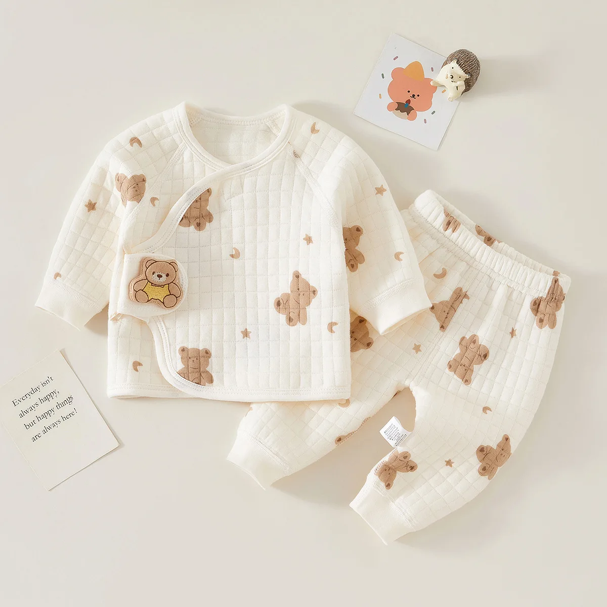 Autumn Winter Thermal Underwear Suit Baby Clothing Sets Boys Girls Pajama Sets Baby Warm Sleepwear Cartoon Bear Kids Clothes