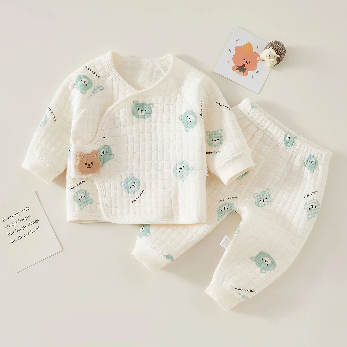 Autumn Winter Thermal Underwear Suit Baby Clothing Sets Boys Girls Pajama Sets Baby Warm Sleepwear Cartoon Bear Kids Clothes